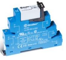 Relé de Interfaz (EMR ó SSR) Marca FINDER Serie 38; Amperaje 8A Bobina  24VDC Contactos CO 2      