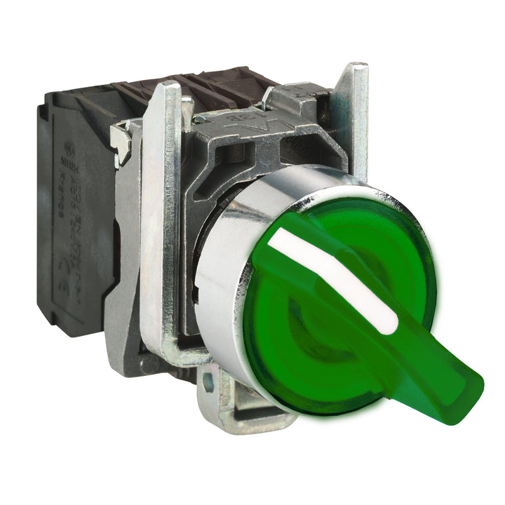 Selector Marca Schneider Electric Serie Harmony XB4; Color Verde Iluminado Posiciones 2 Diametro 22mm 