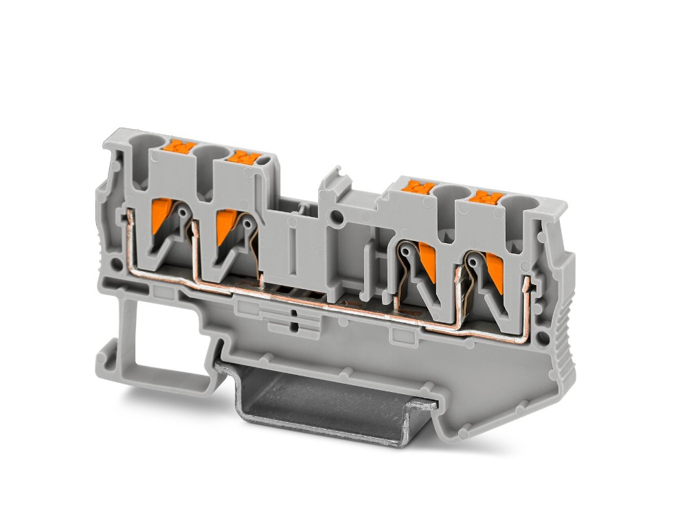 Bornera de paso Marca PHOENIX CONTACT Serie PT 2.5-QUATTRO; Amperaje 24A Calibre Cable 26-12AWG Nivel 1 Conexión PUSH IN    