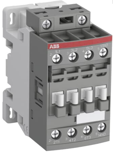 Contactor Marca ABB Serie AFC; Amperaje 9A Polos 3 Potencia (kW) 4kW Potencia (HP) 5HP Bobina 220-240VAC Contacto Aux NO 1