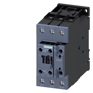 Contactor marca Siemens serie 3RT2 Amperaje 41A, Potencia 18.5 kW/ 25HP / 400 V, 3 polos, 175-280VAC/DC, 50/60 Hz, con varistor integrado, contactos auxiliares: 1 NO + 1 NC, terminal de tornillo, tamaño: S2. Cod. 3RT2035-1NP30