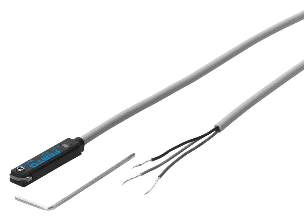 Sensor de Proximidad Marca FESTO Serie SME; Tipo Magneticos Reed Alimentación 12-30VAC/DC Diseño Sensor Para ranura en T Conexion tipo Cable Salida Relé/NC        