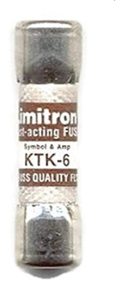 Fusible Marca Eaton - Bussmann Serie KTK; Amperaje 6A Diametro 10X38mm Accion Rapida Clase aR          