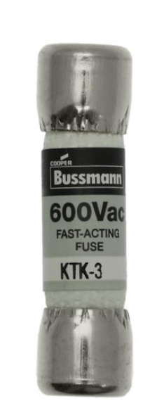 Fusible Marca Eaton - Bussmann Serie KTK; Amperaje 3A Diametro 10X38mm Accion Rapida Clase aR          