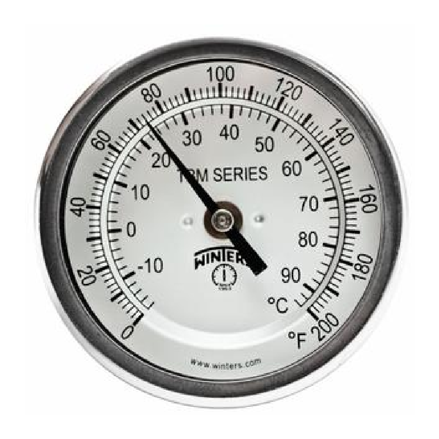 Termometro Bimetalico Marca WINTERS Serie TBM; Rango 0-150 °C Caratula 6in / 150mm Longitud del vastago 6in / 150mm Conexion Rosca 1/2in NPT