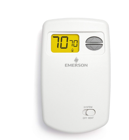 Termostato de bajo Voltaje (No Programable) Marca EMERSON  Serie 1E78; Alimentacion 24VDC Rango Temperatura  -45 a 65°C Dimensiones 28.7x81x134.8mm            