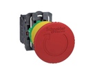 Pulsador de paro de emergencia marca Schneider Serie Harmony XB5  40 mm mecanismo de bloqueo-giro-liberación terminales de abrazadera de tornillo. Cod. XB5AS8445